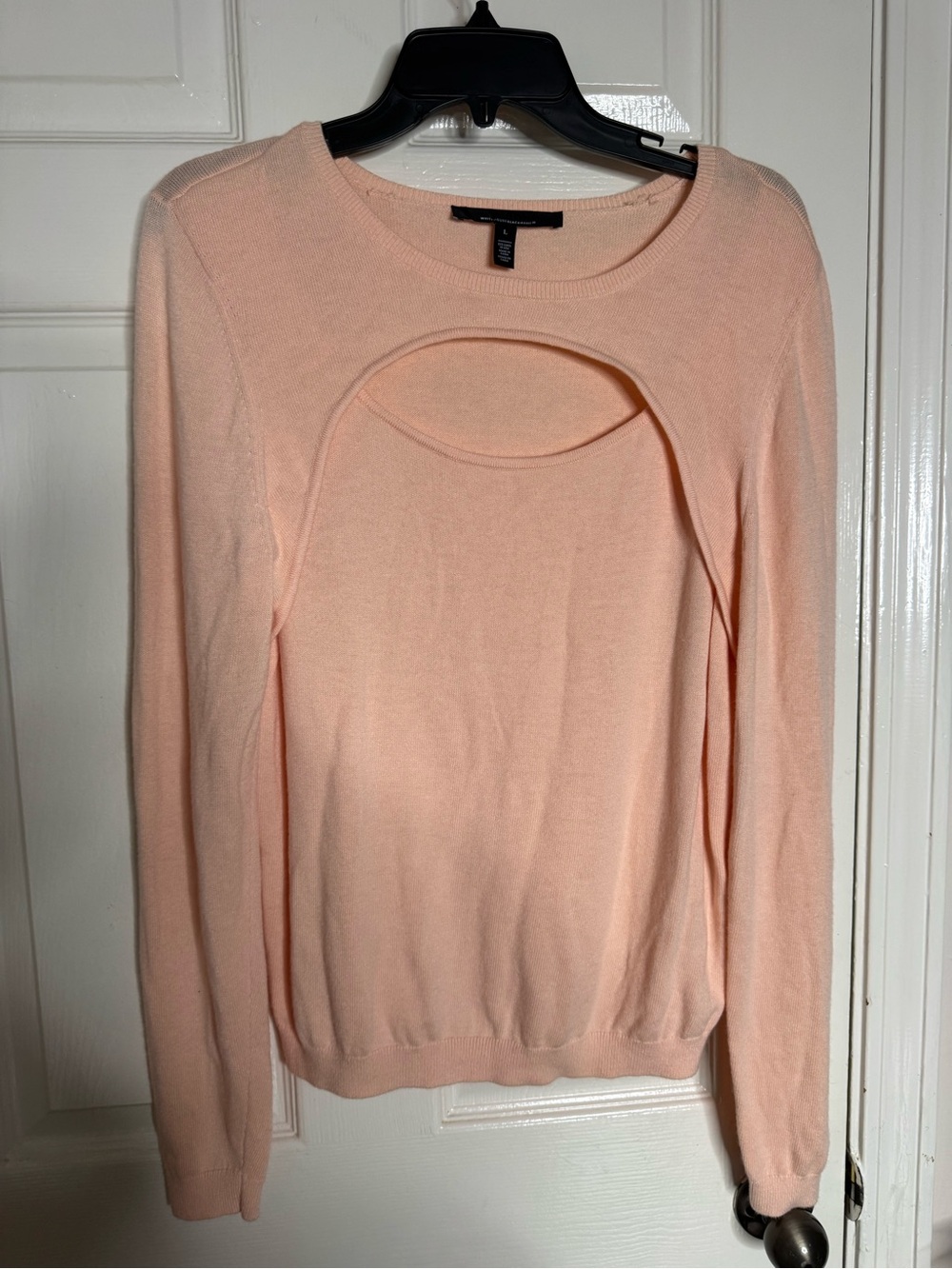 White House Black Market Peach Crewneck Sweater with Front Cutout